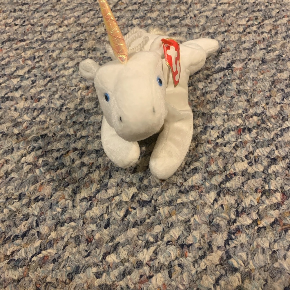 Ty White Unicorn Stuffed Animal with Gold Horn